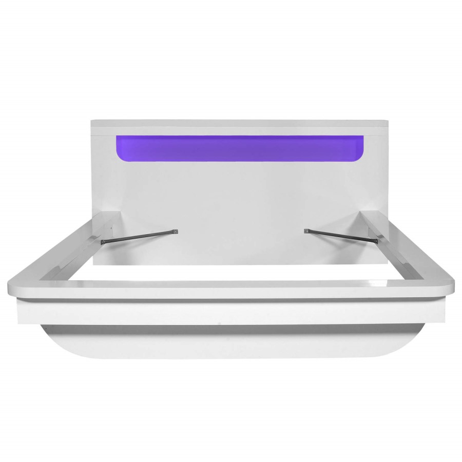Opus 36 Continental Kingsize Bed with Lighting in White High Gloss