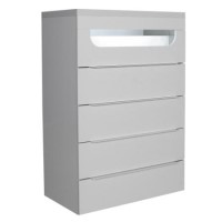 Tall Grey High Gloss Chest of 5 Drawers with Light - Sciae Opus 36 