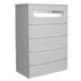 Tall Grey High Gloss Chest of 5 Drawers with Light - Sciae Opus 36