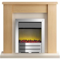 Adam Modern Oak Fireplace Mantel with Colorado Electric Fire in Chrome - Solus