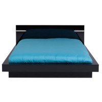 Parisot Dark Double Bed in Shiny Black Melamine