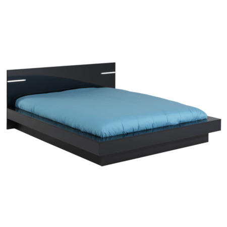 Parisot Dark Double Bed in Shiny Black Melamine