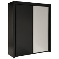 Parisot Dark Sliding Double Wardrobe in Shiny Black Melamine