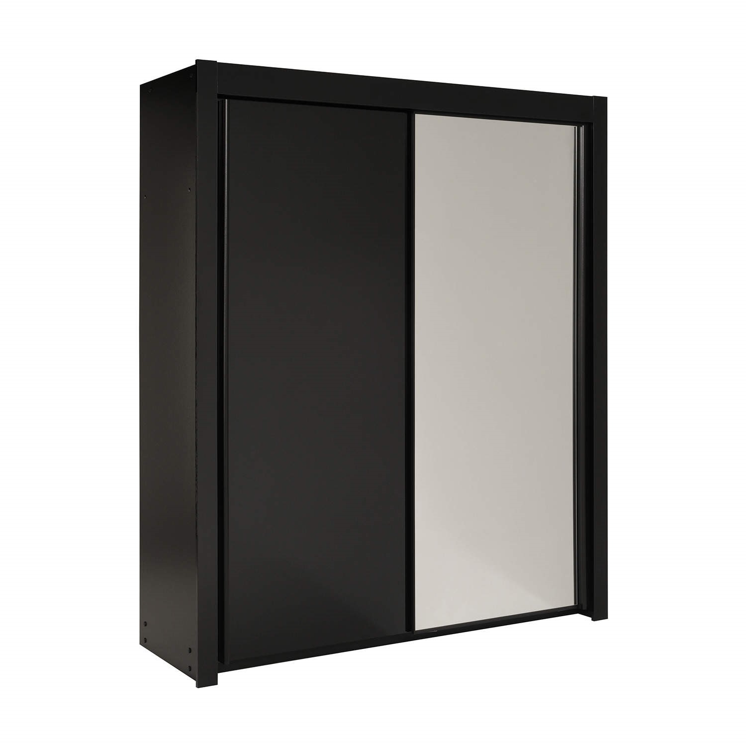 Parisot Dark Sliding Double Wardrobe In Shiny Black Melamine