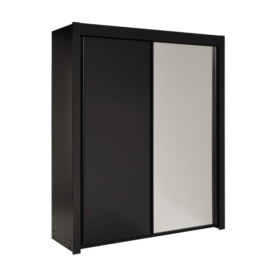Parisot Dark Sliding Double Wardrobe in Shiny Black Melamine