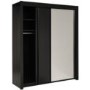 Parisot Dark Sliding Double Wardrobe in Shiny Black Melamine