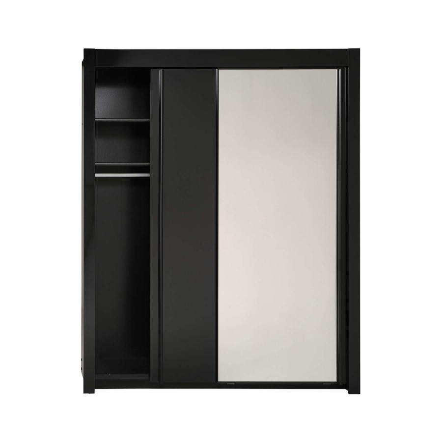 Parisot Dark Sliding Double Wardrobe in Shiny Black Melamine