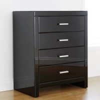 Mountrose Venetian Mirrored 4 Drawer Chest in Black