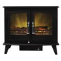 Adam Black Electric Fireplace Heater Stove with Double Doors & Log Effect Fuel Bed - Woodhouse