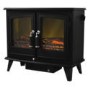 GRADE A2 - Adam Woodhouse Black Electric Fireplace Heater Stove with Double Doors & Log Effect Fuel Bed