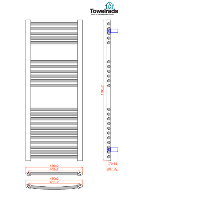 Towelrads Richmond Chrome Electric Towel Radiator 1186 x 450mm