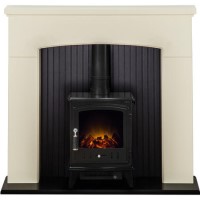 Cream and Black Stove Electric Fireplace Suite - Adam