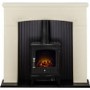 Cream and Black Stove Electric Fireplace Suite - Adam