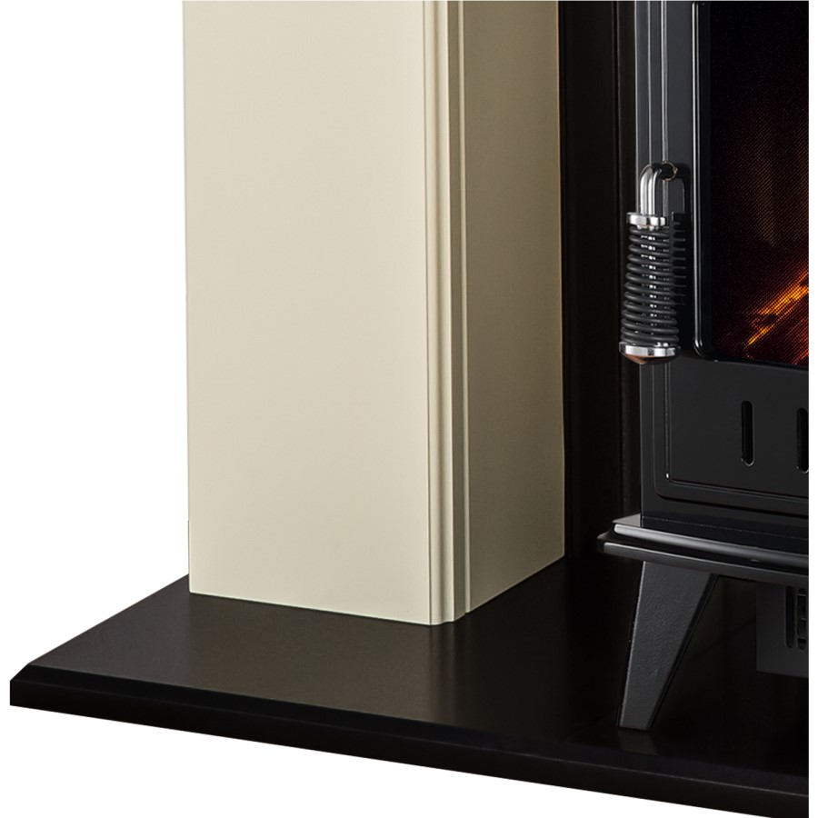 Cream and Black Stove Electric Fireplace Suite - Adam