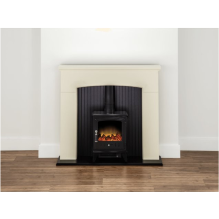 Cream and Black Stove Electric Fireplace Suite - Adam