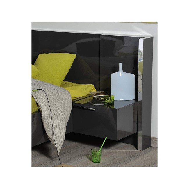 Sciae Sunrise 32 Right Bedside Table with Lighting in Grey High Gloss