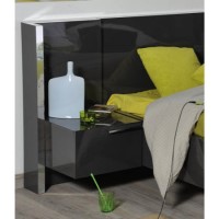 Sciae Sunrise 32 Left Bedside Table with Lighting in Grey High Gloss