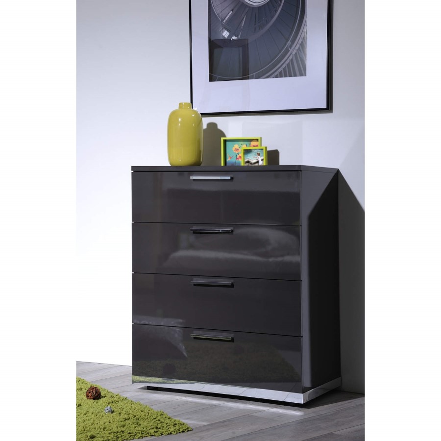 Sciae Sunrise 32 4 Drawer Chest in Grey High Gloss