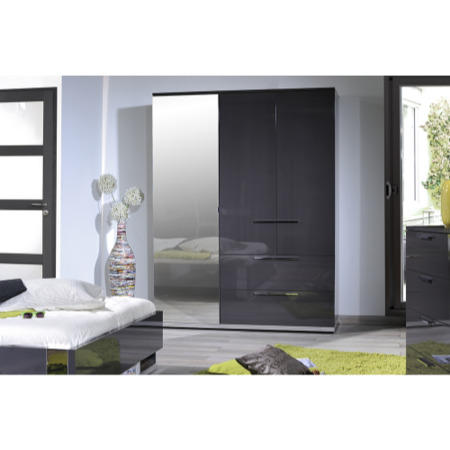 Sciae Sunrise 32 Triple Wardrobe in Grey High Gloss