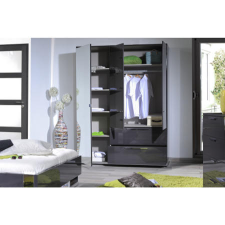 Sciae Sunrise 32 Triple Wardrobe in Grey High Gloss