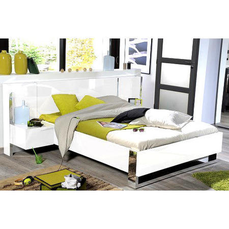 GRADE A1 - Sciae Sunrise 36 Right Bedside Table with Lighting in White High Gloss