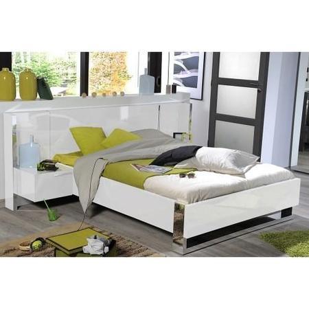 White High Gloss Left Bedside Table with Light - Sciae Sunrise