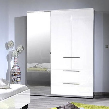 Sciae Sunrise 36 Triple Wardrobe In White High Gloss Furniture123