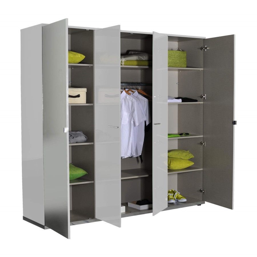 Sciae Sunrise 36 4 Door Wardrobe in White High Gloss
