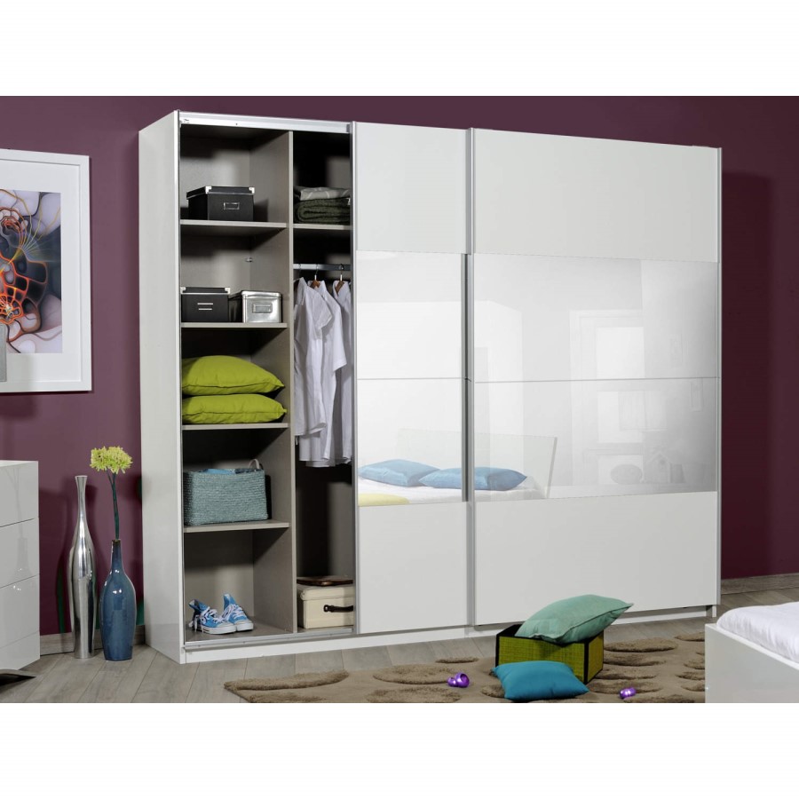 Sciae Optimus 36 2 Door Sliding Wardrobe in White High Gloss