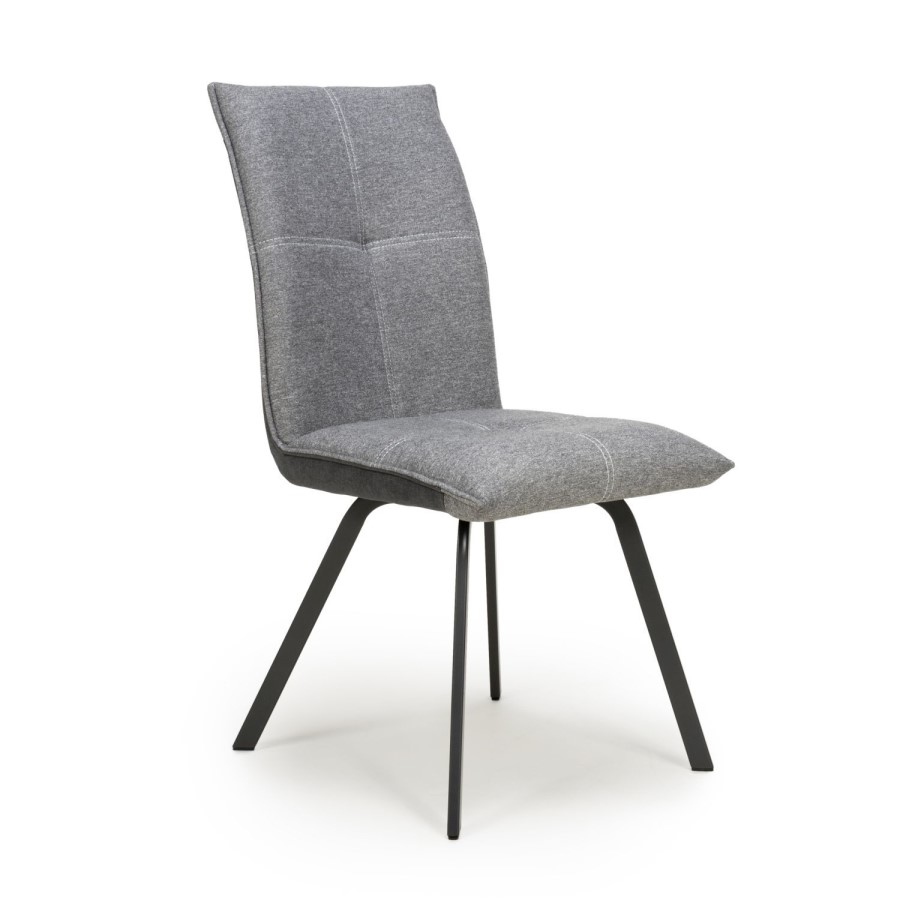Ariel Linen Effect Pair of Light Grey Dining Chairs