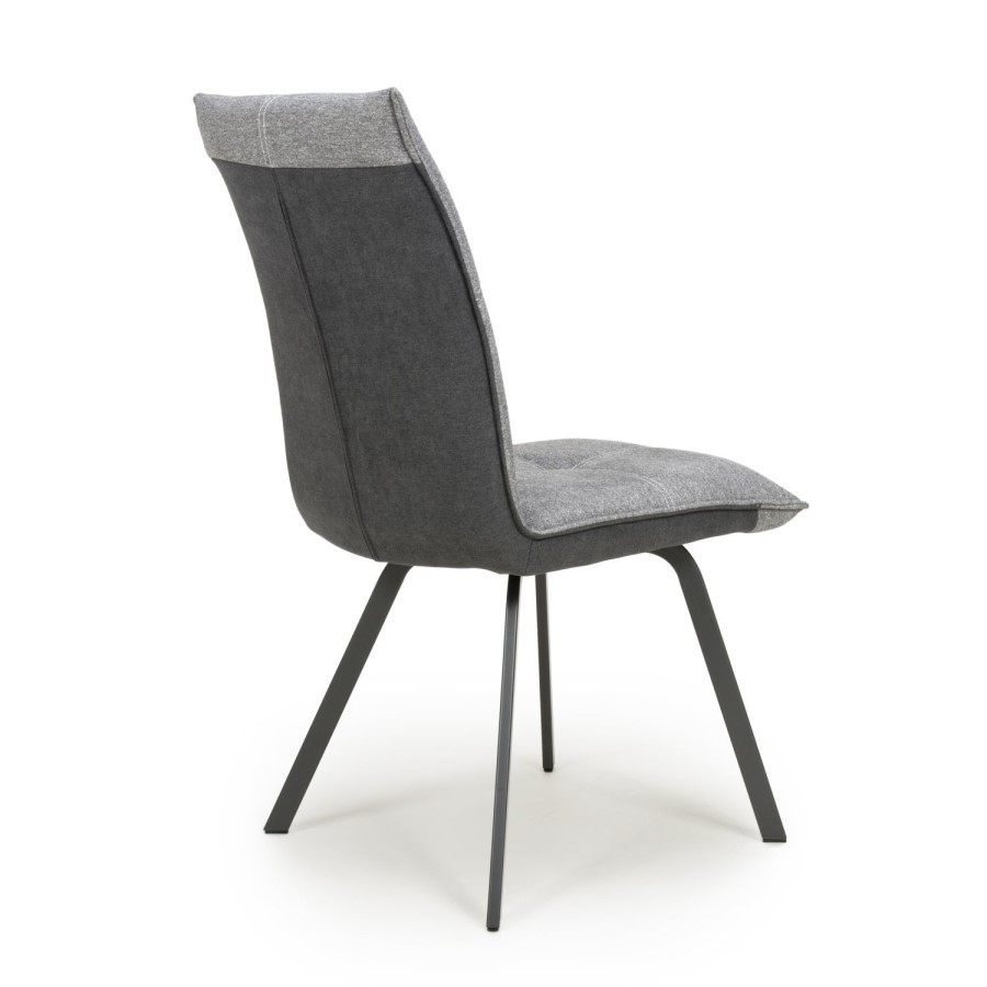 Ariel Linen Effect Pair of Light Grey Dining Chairs