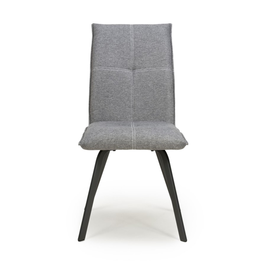 Ariel Linen Effect Pair of Light Grey Dining Chairs