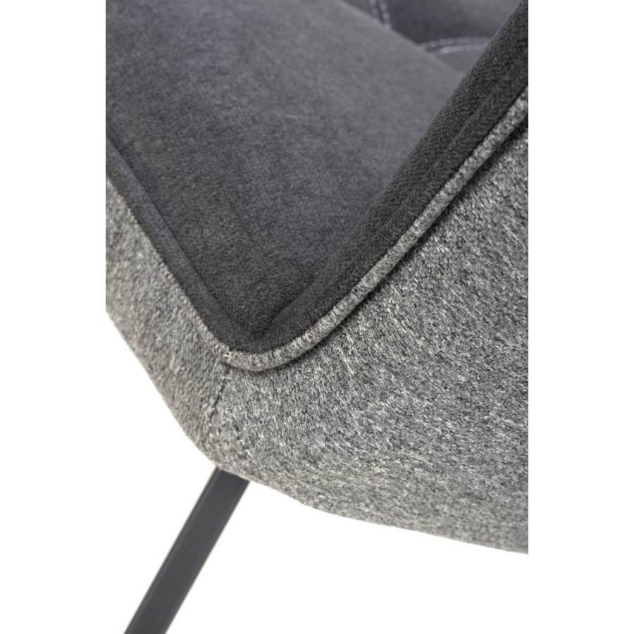 Ariel Pair of Linen Effect Dark Grey Dining Chairs