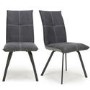 Ariel Pair of Linen Effect Dark Grey Dining Chairs