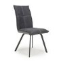 Ariel Pair of Linen Effect Dark Grey Dining Chairs
