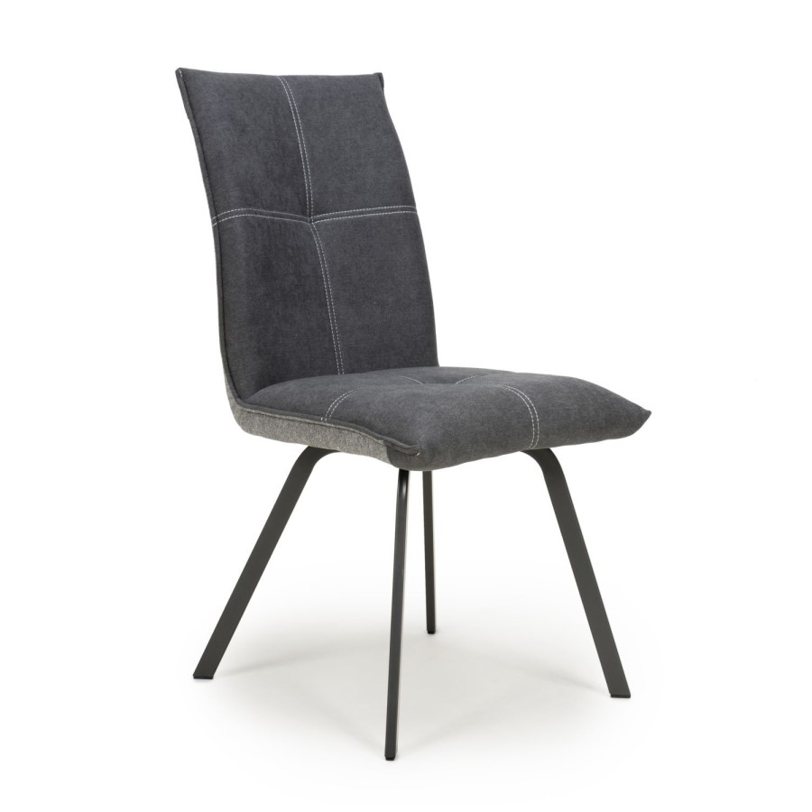 Ariel Pair of Linen Effect Dark Grey Dining Chairs