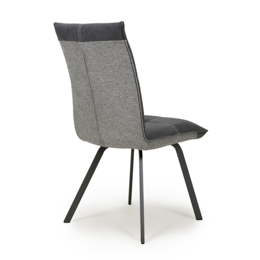 Ariel Pair of Linen Effect Dark Grey Dining Chairs