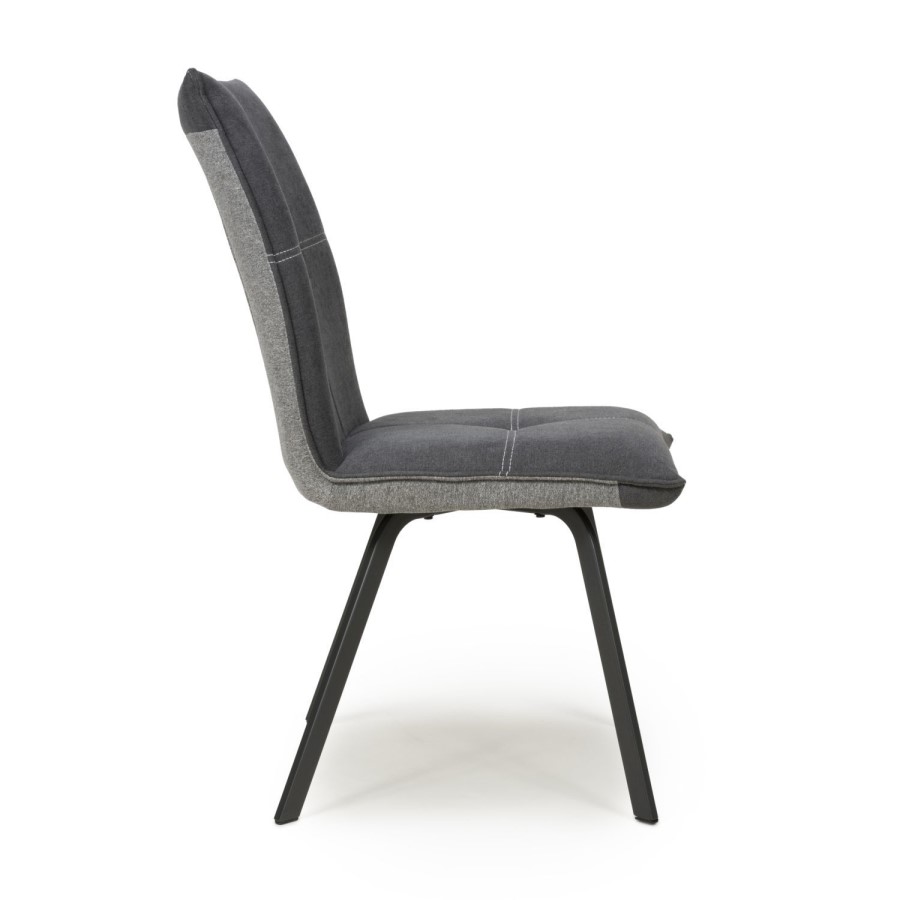 Ariel Pair of Linen Effect Dark Grey Dining Chairs