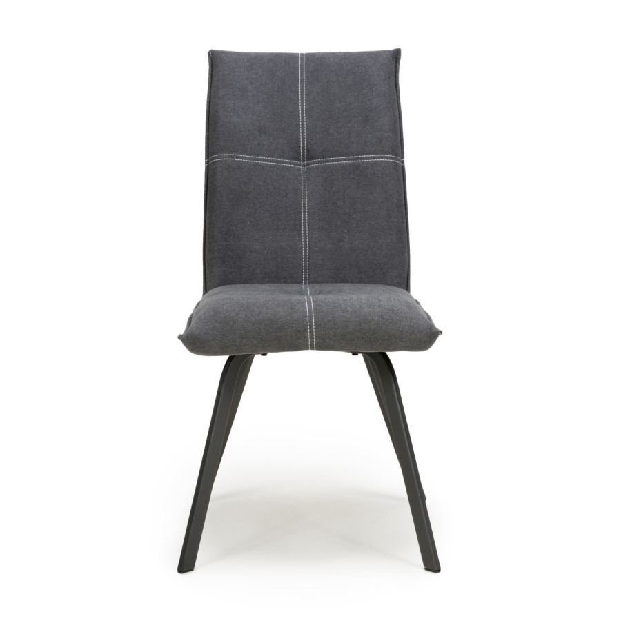 Ariel Pair of Linen Effect Dark Grey Dining Chairs