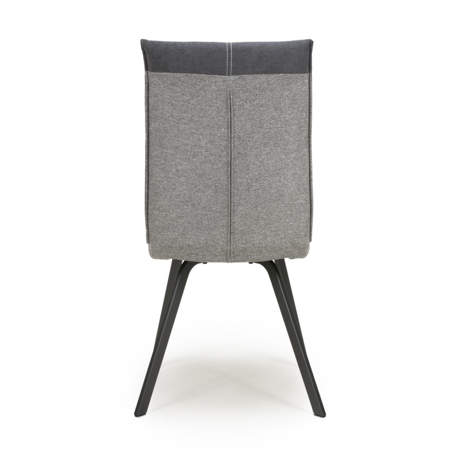 Ariel Pair of Linen Effect Dark Grey Dining Chairs