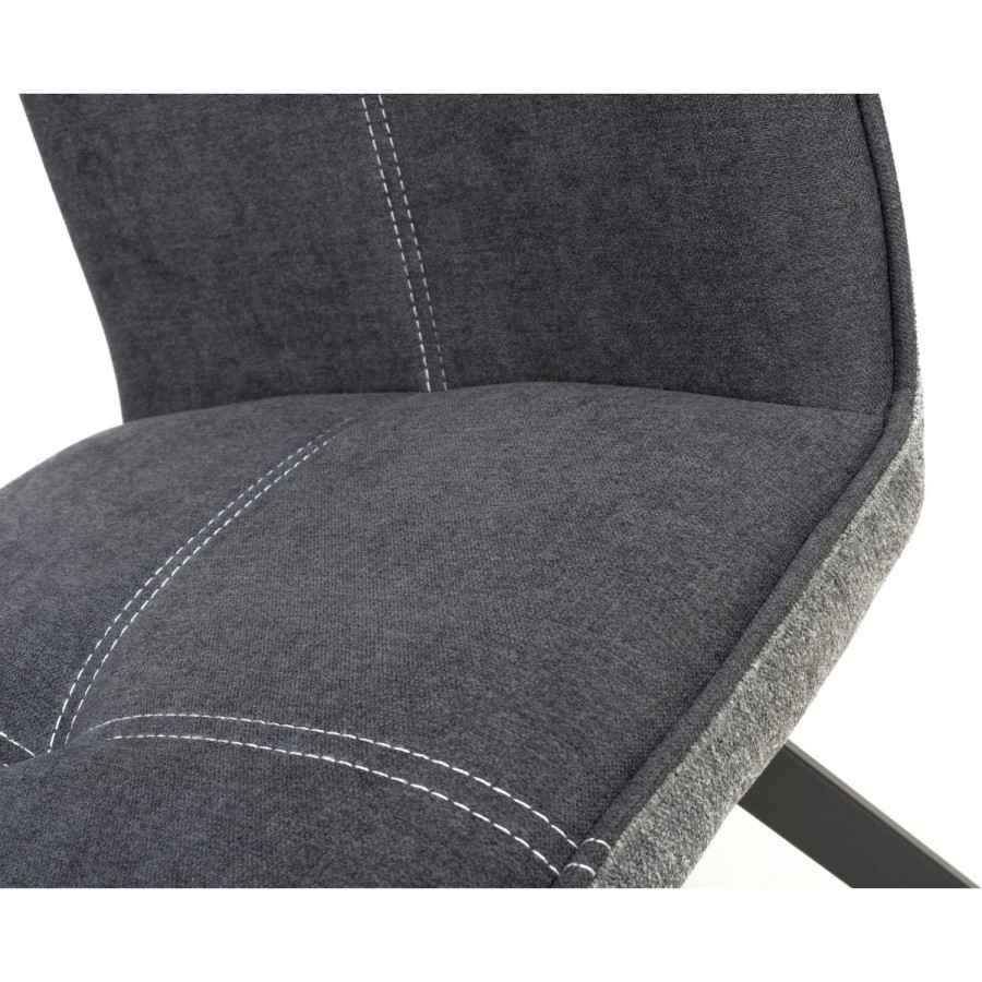 Ariel Pair of Linen Effect Dark Grey Dining Chairs