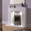 Adam Cuba Sparkly White Marble Fireplace Mantel Surround with Lights