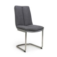 Triton Pair of Linen Effect Dark Grey Dining Chairs