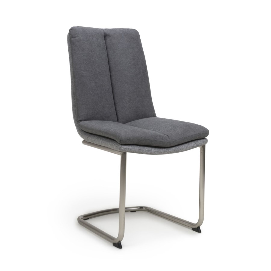 Triton Pair of Linen Effect Dark Grey Dining Chairs