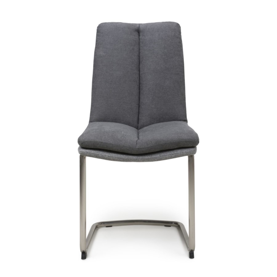 Triton Pair of Linen Effect Dark Grey Dining Chairs