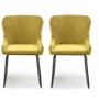 Pair of Brushed Velvet Mustard Dining Chairs - Galway
