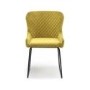 Pair of Brushed Velvet Mustard Dining Chairs - Galway