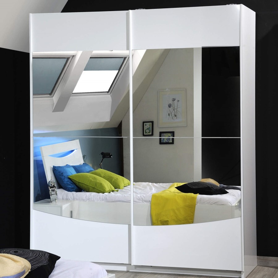Sciae Calypso 36 2 Door Sliding Wardrobe in White High Gloss