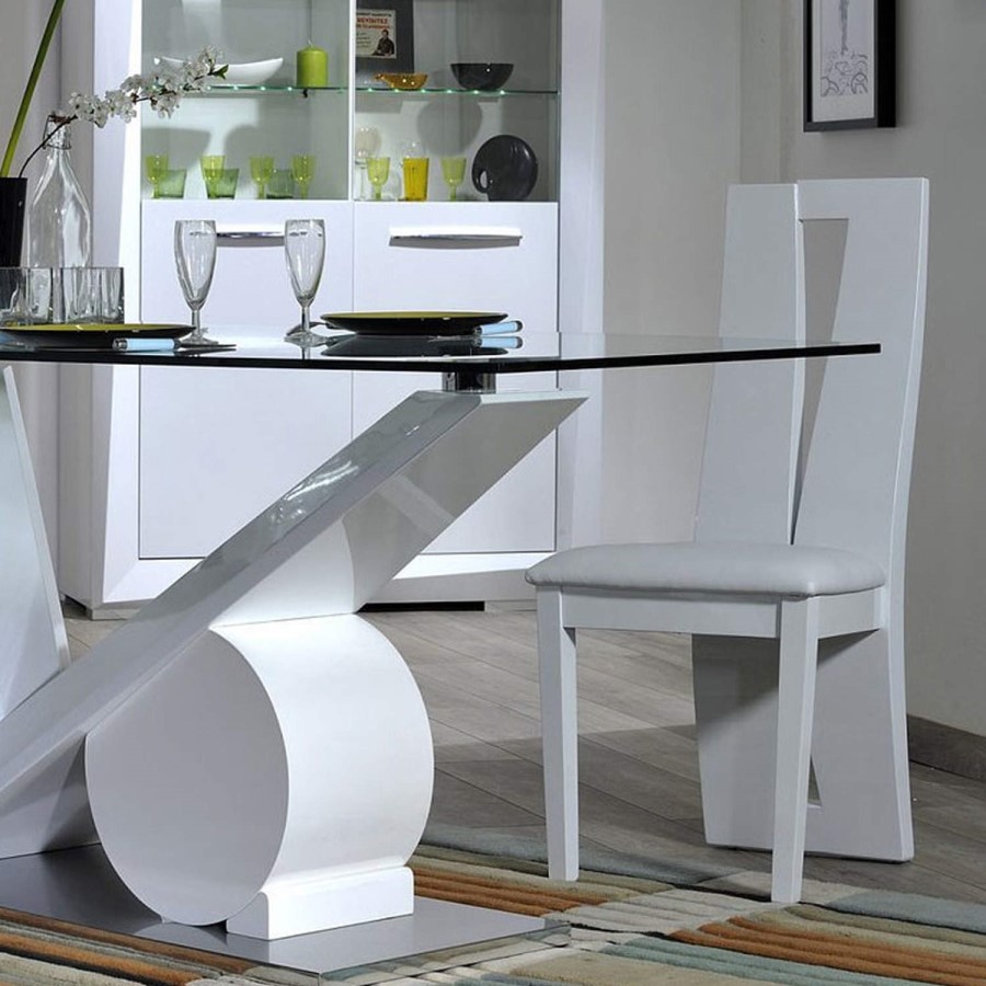 Sciae Brook 76 Pair of Dining Chairs in High Gloss White