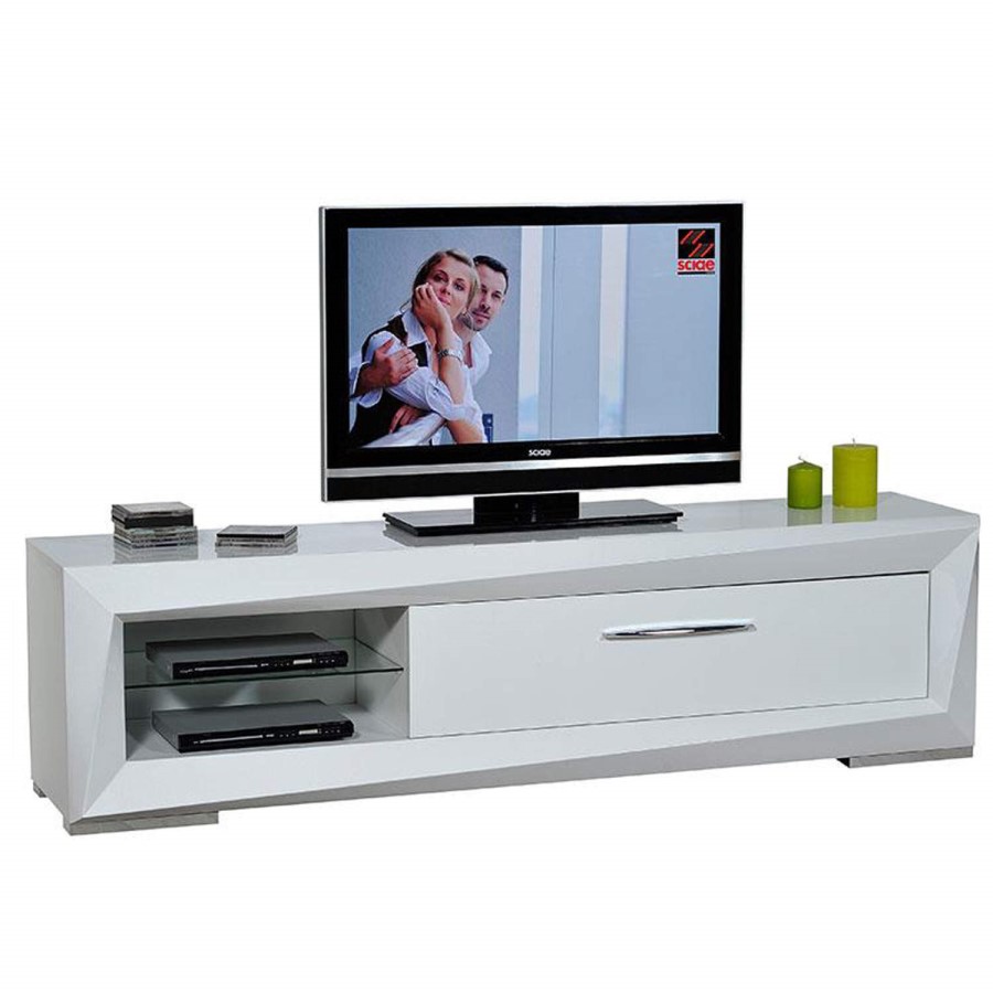 Sciae Brook 76 TV Unit in White High Gloss